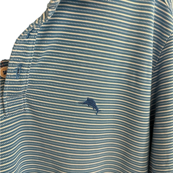 Tommy Bahama Men's Island Zone Polo Large Blue Logo Striped Shirt - Picture 5 of 5